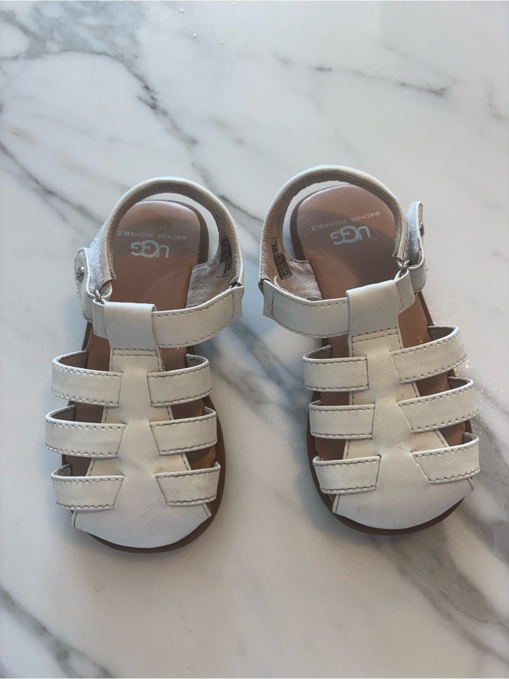 UGG Kids White Leather Strappy Fisherman Sandals